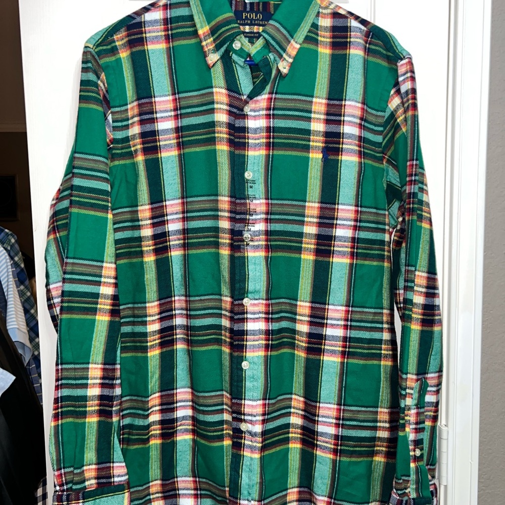 Ralph Lauren Green and Red Casual Button Down Shirt